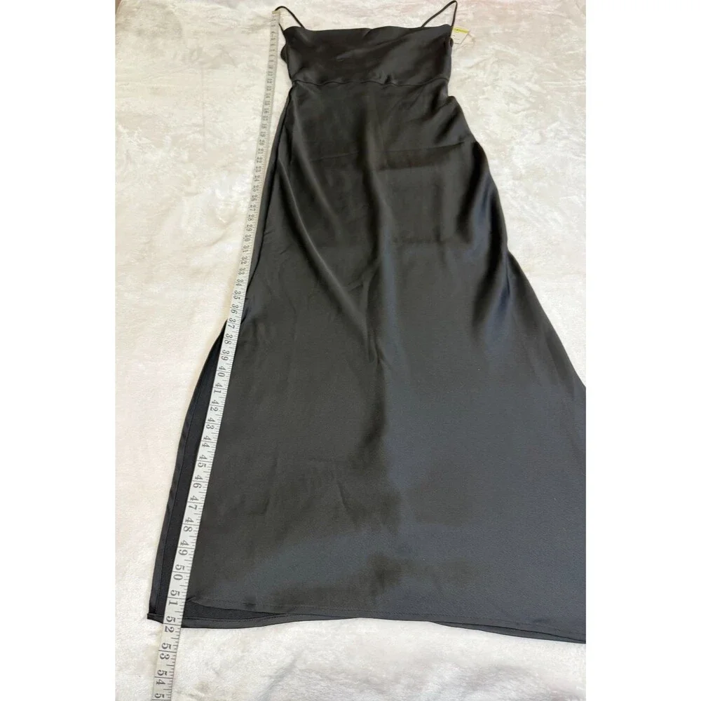 Taylor Black Formal Evening Dress Satin Open Back Maxi Gown Women's Size 4 NWT